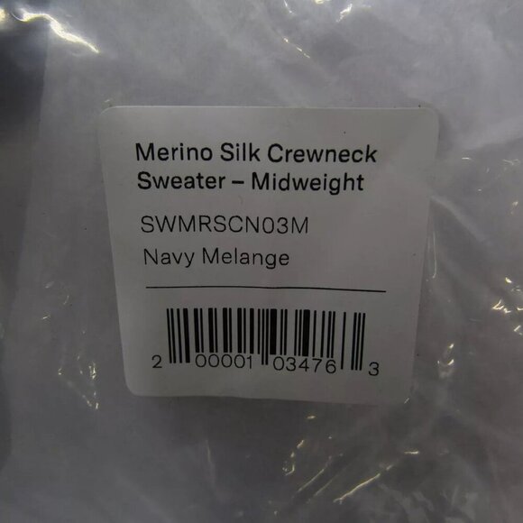 NEW PROSPER CLOTH Mens Merino Wool and Silk Crewneck Sweater Sz M Midnight Blue - Picture 9 of 10